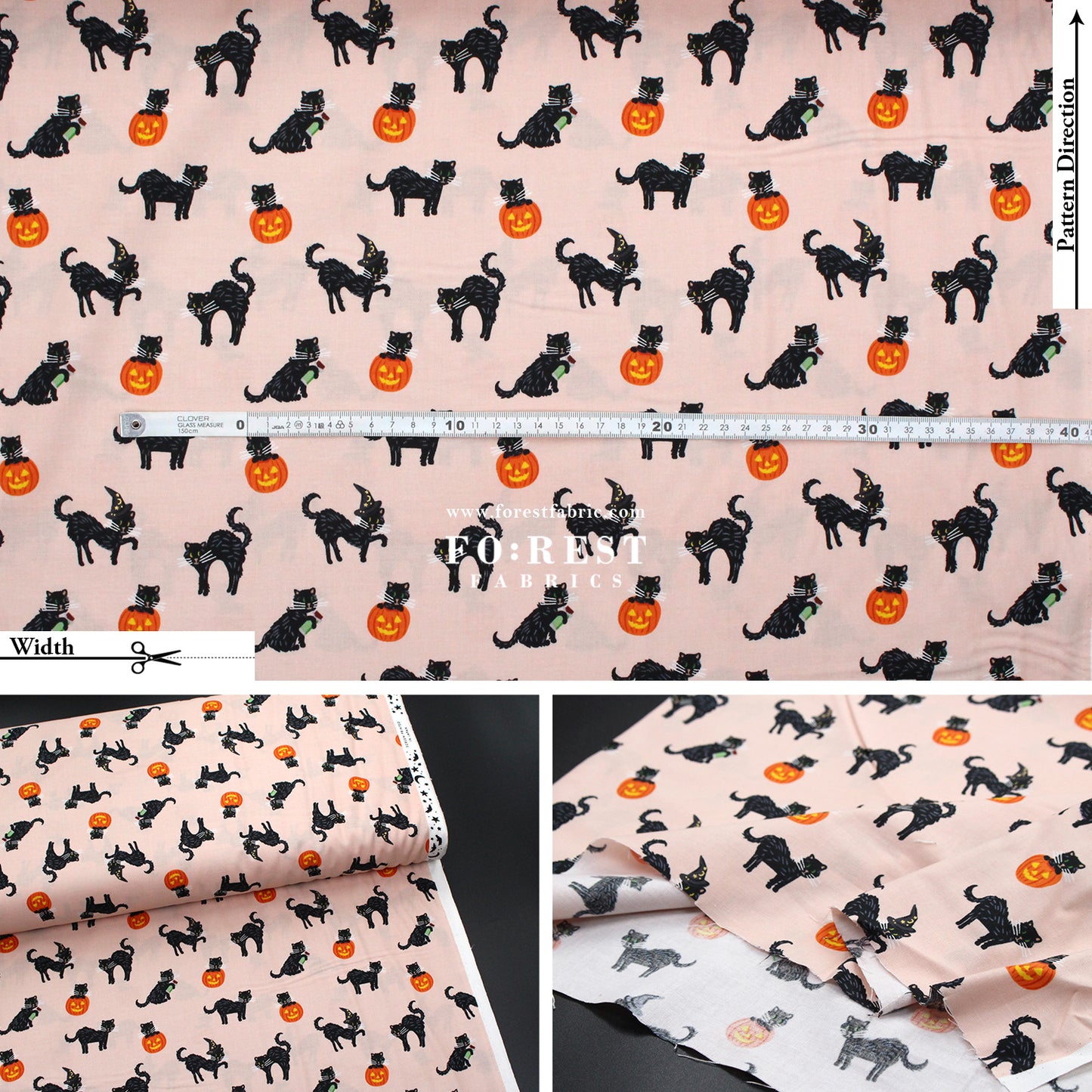 cotton - Black Cat Blush Metallic fabric