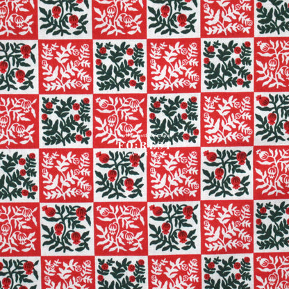 cotton - Yuletide Floral Red Fabric