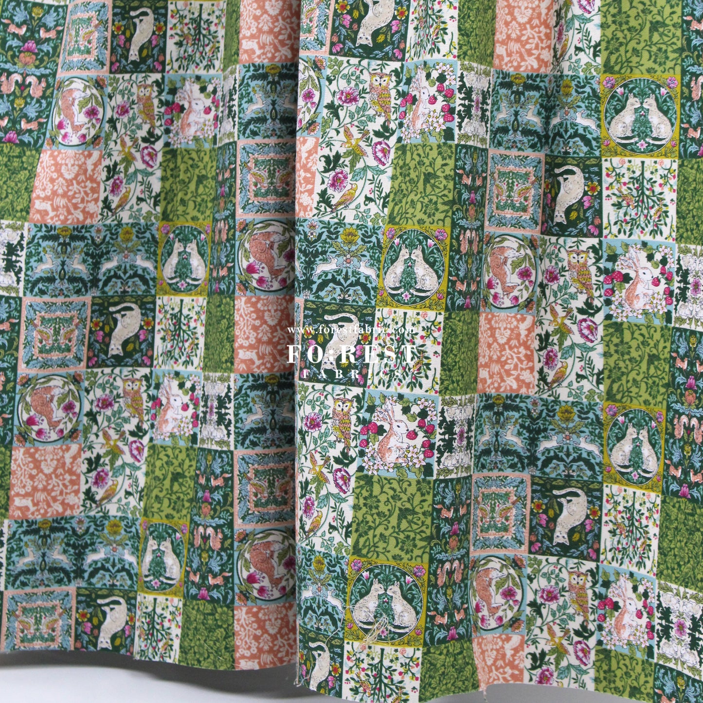 cotton - Art Nouveau Forest fabric Green