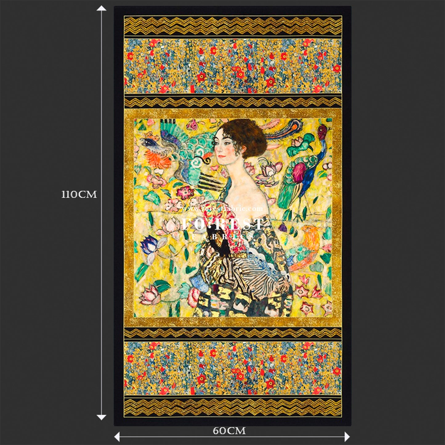 cotton - Gustav Klimt Lady with a fan Panel fabric