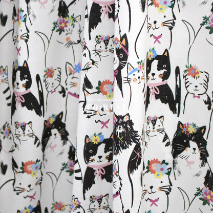 cotton - Florals Cats fabric