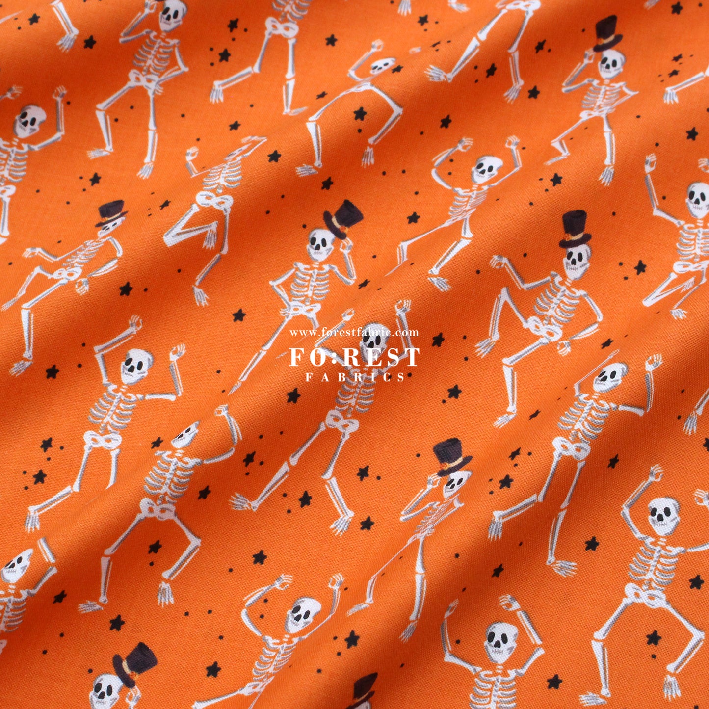 cotton - Skeletons Orange fabric