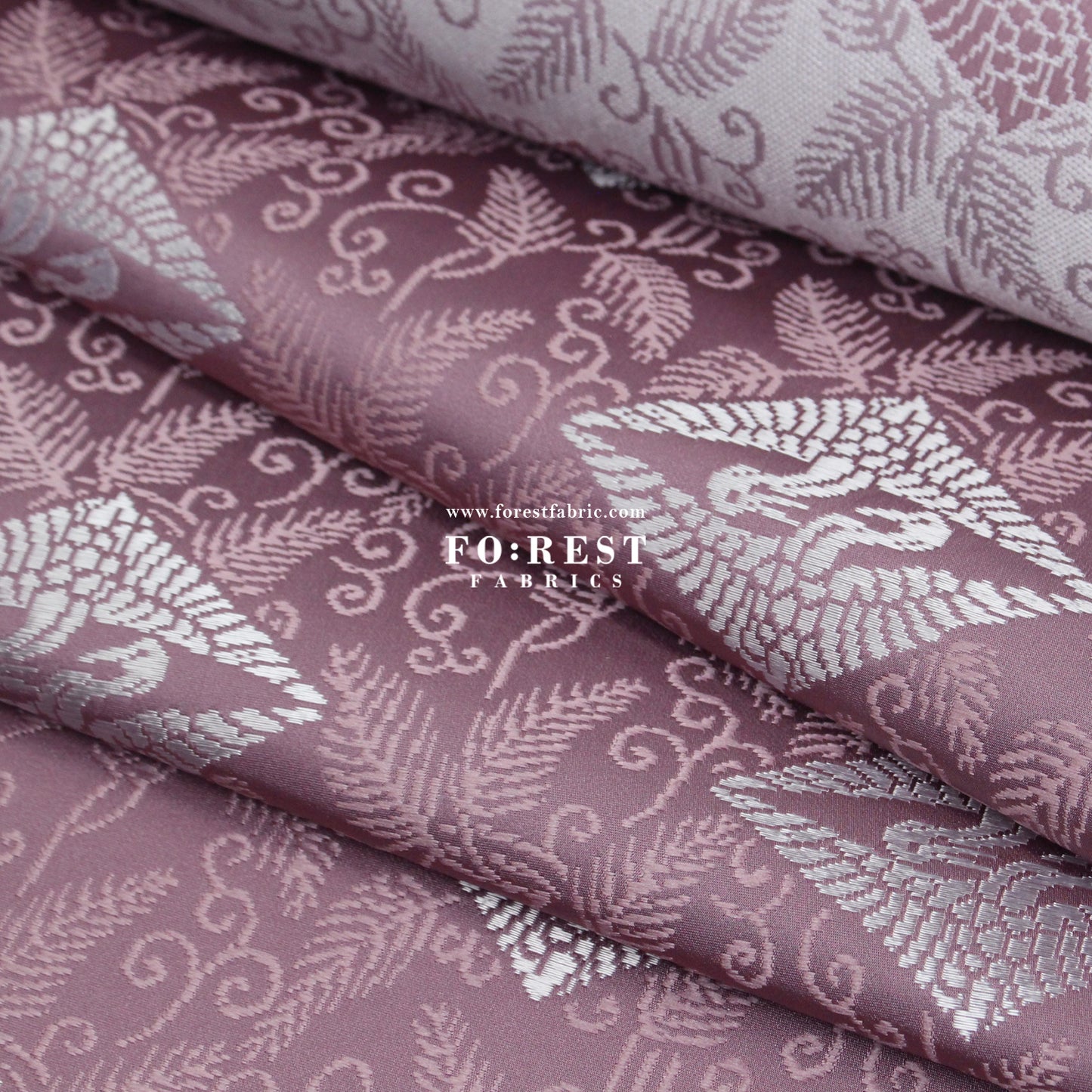 Gold brocade - Crane Japanese style KINRAN fabric PURPLE