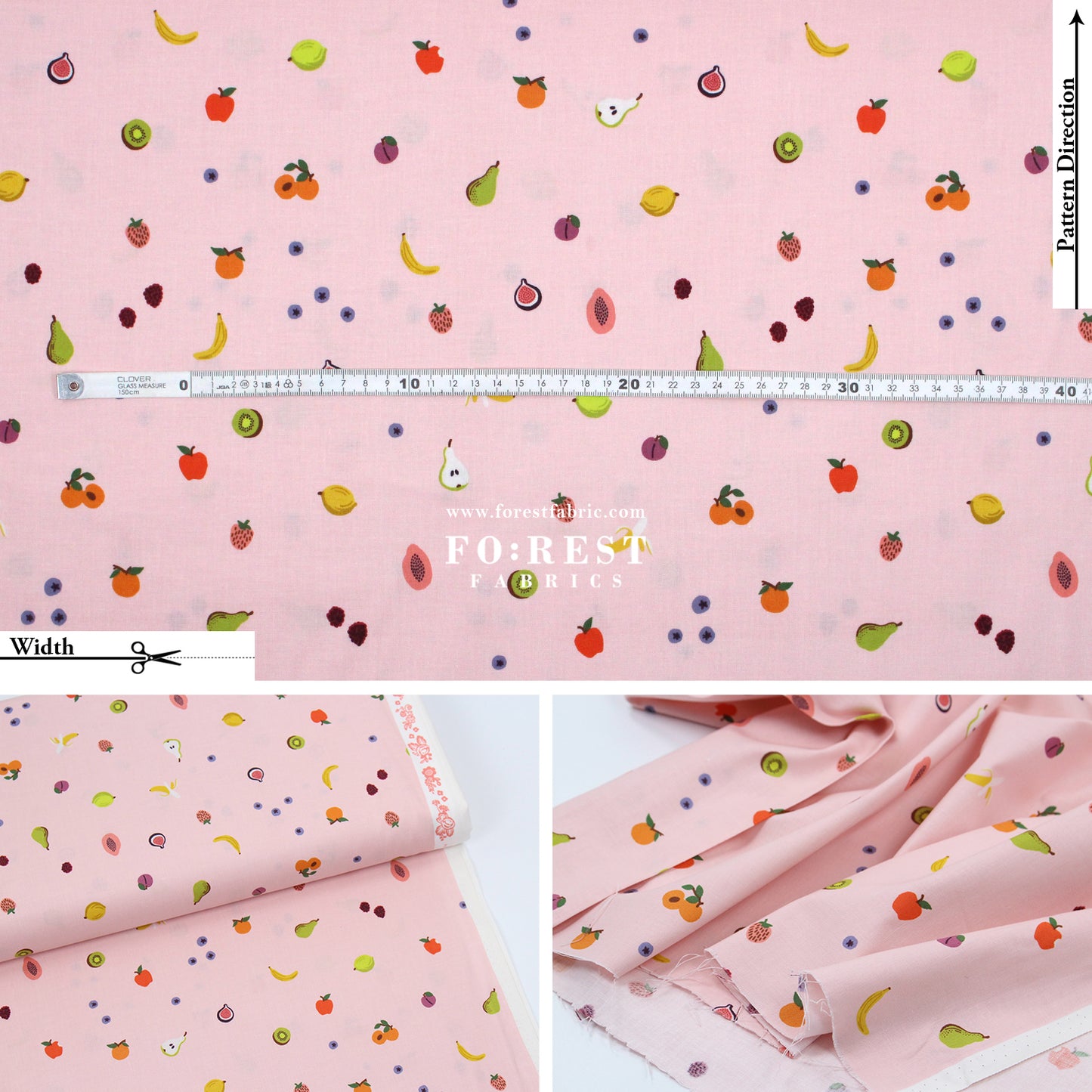 cotton - orchard Fruit Orchard - Pink fabric