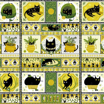 cotton - Cats Album PANEL fabric