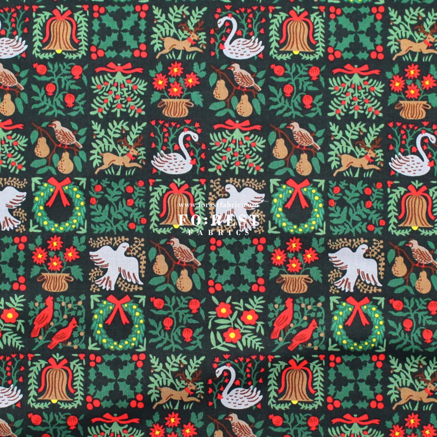 cotton - Holiday Tapestry Green Small fabric