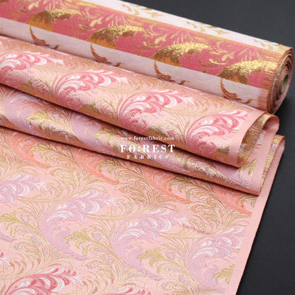 Gold Brocade - Flower fabric Pink