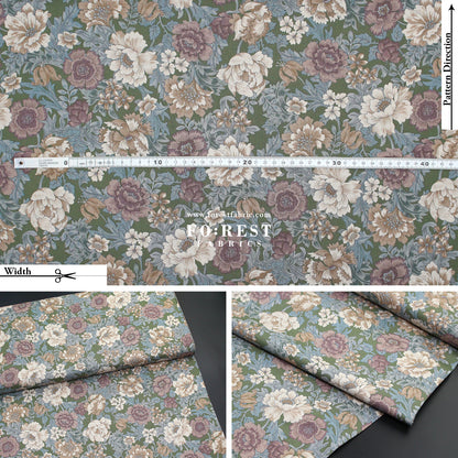 cotton - Gentle Flowers fabric Moss