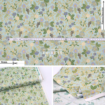 cotton - orchard Colette - Mint Metallic fabric