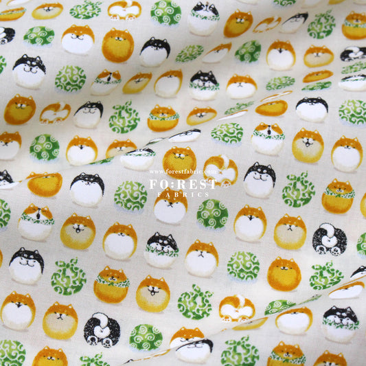 cotton - TravellingShiba Inu fabric Natural