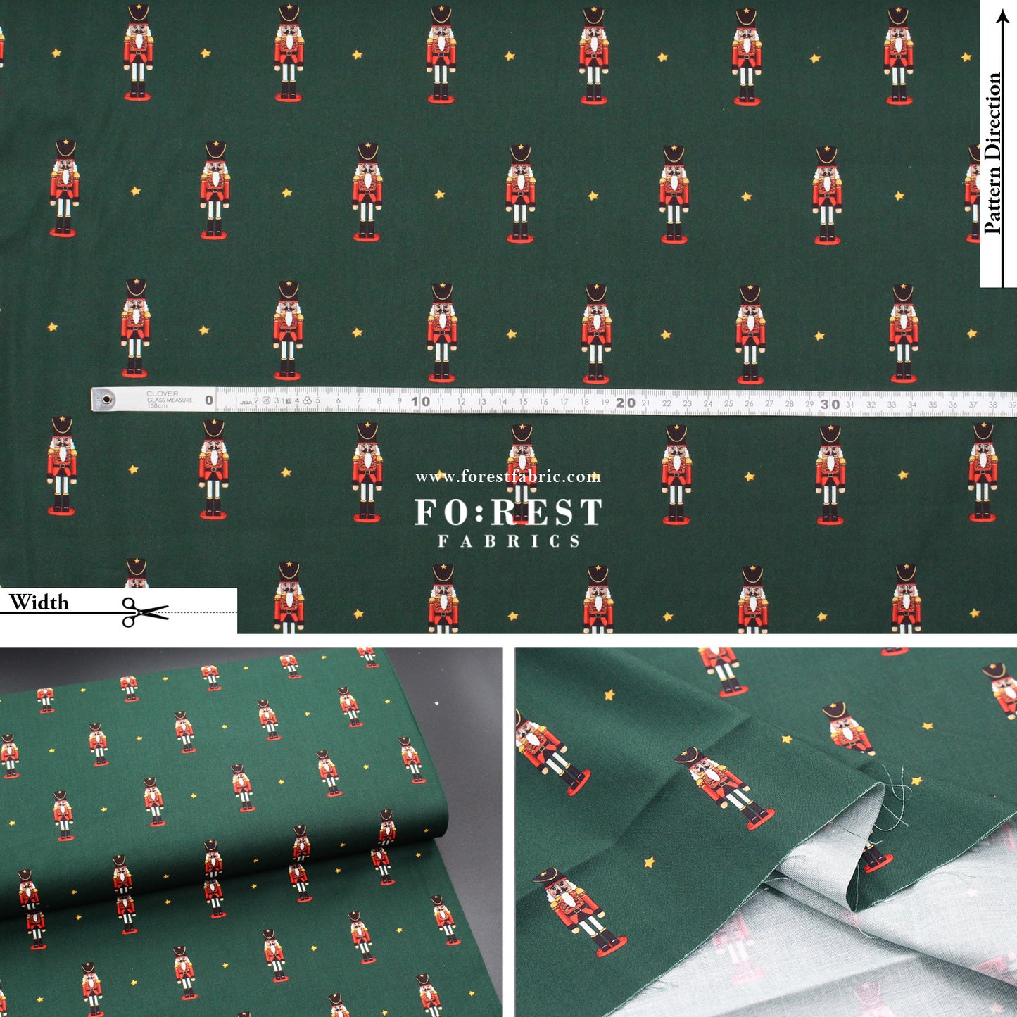 cotton - Christmas Toy Nutcracker fabric Green