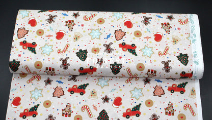 cotton - Christmas Cookies Cream Metallic Fabric