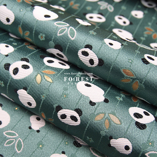 Gold Brocade - Panda fabric Moss