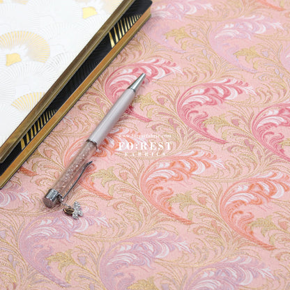 Gold Brocade - Flower fabric Pink