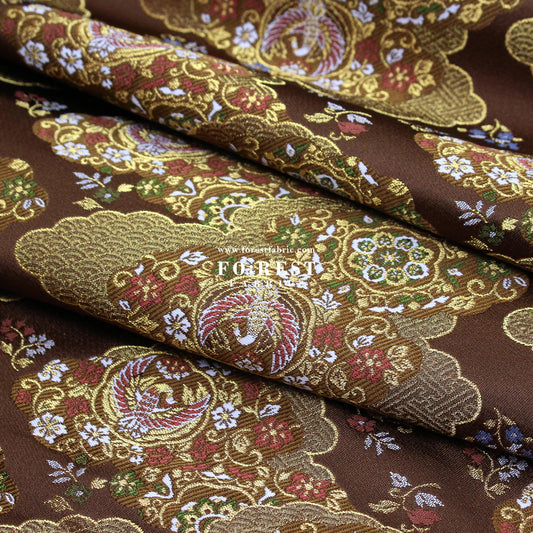 Gold Brocade - Phoenix fabric Brown