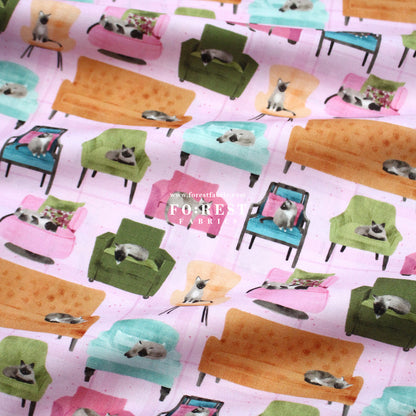 cotton - Lounge Cats fabric