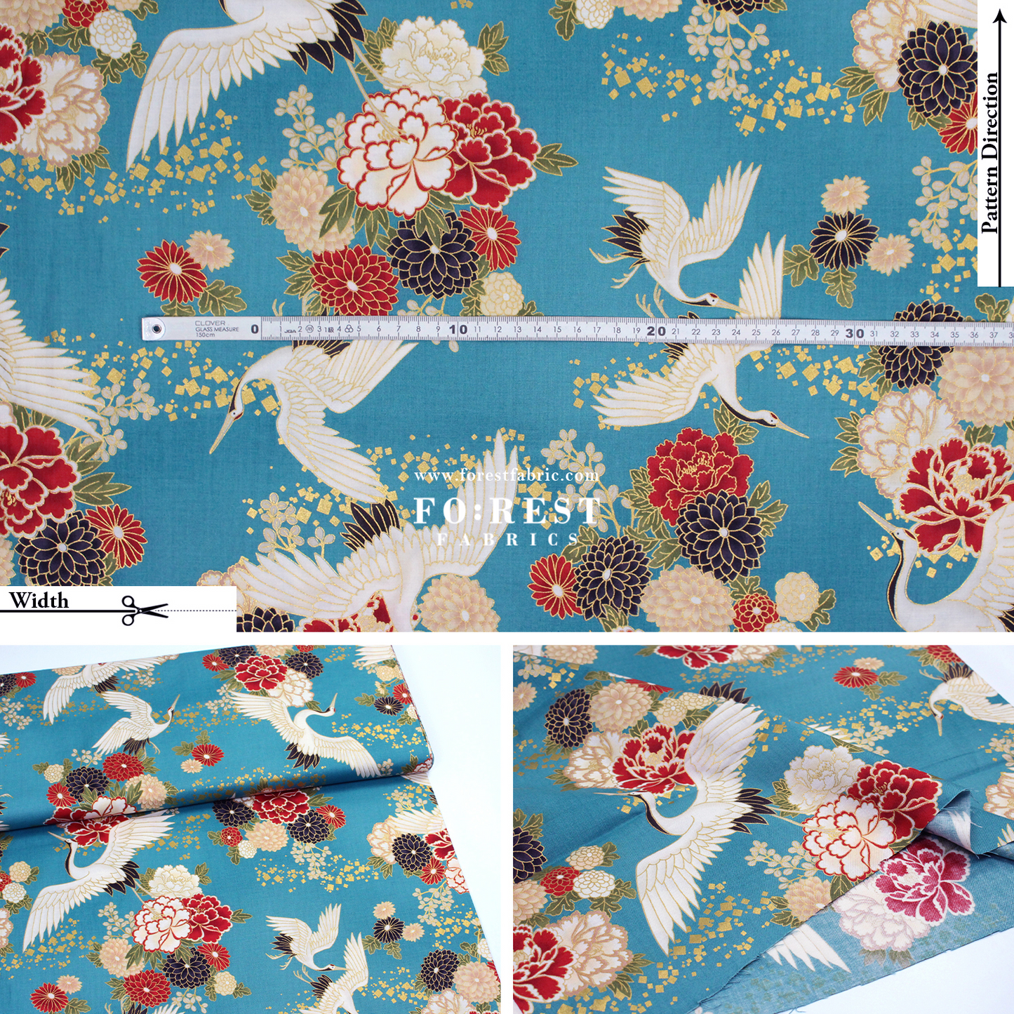 cotton - Crane fabric Turquoise