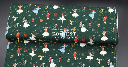 cotton - Christmas Ballerinas fabric Green