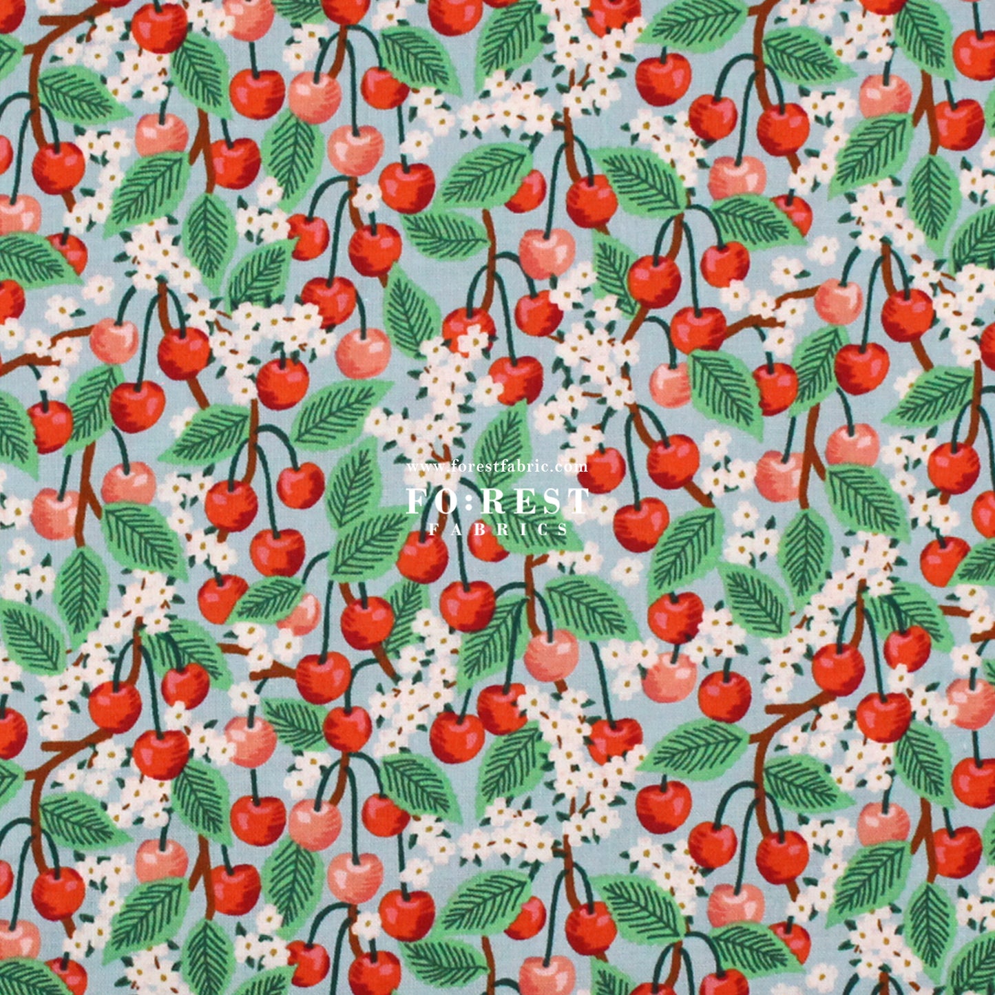 cotton - orchard Cherry Blossom - Light Blue fabric