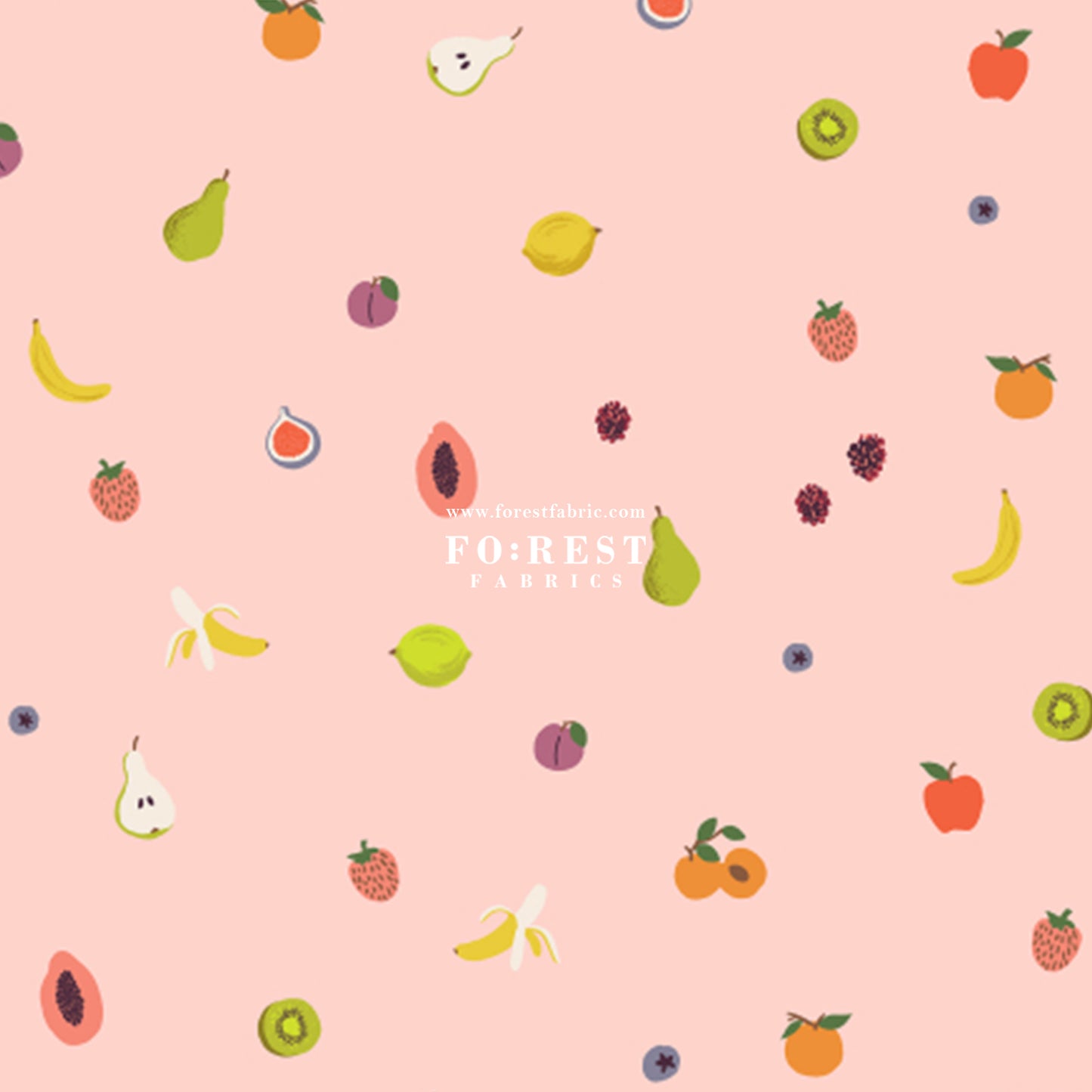 cotton - orchard Fruit Orchard - Pink fabric