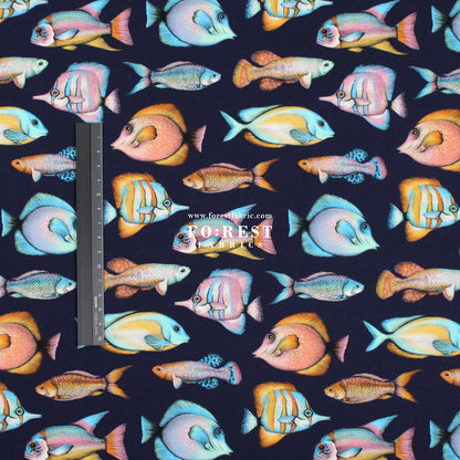 cotton - Tropical fish fabric Navy