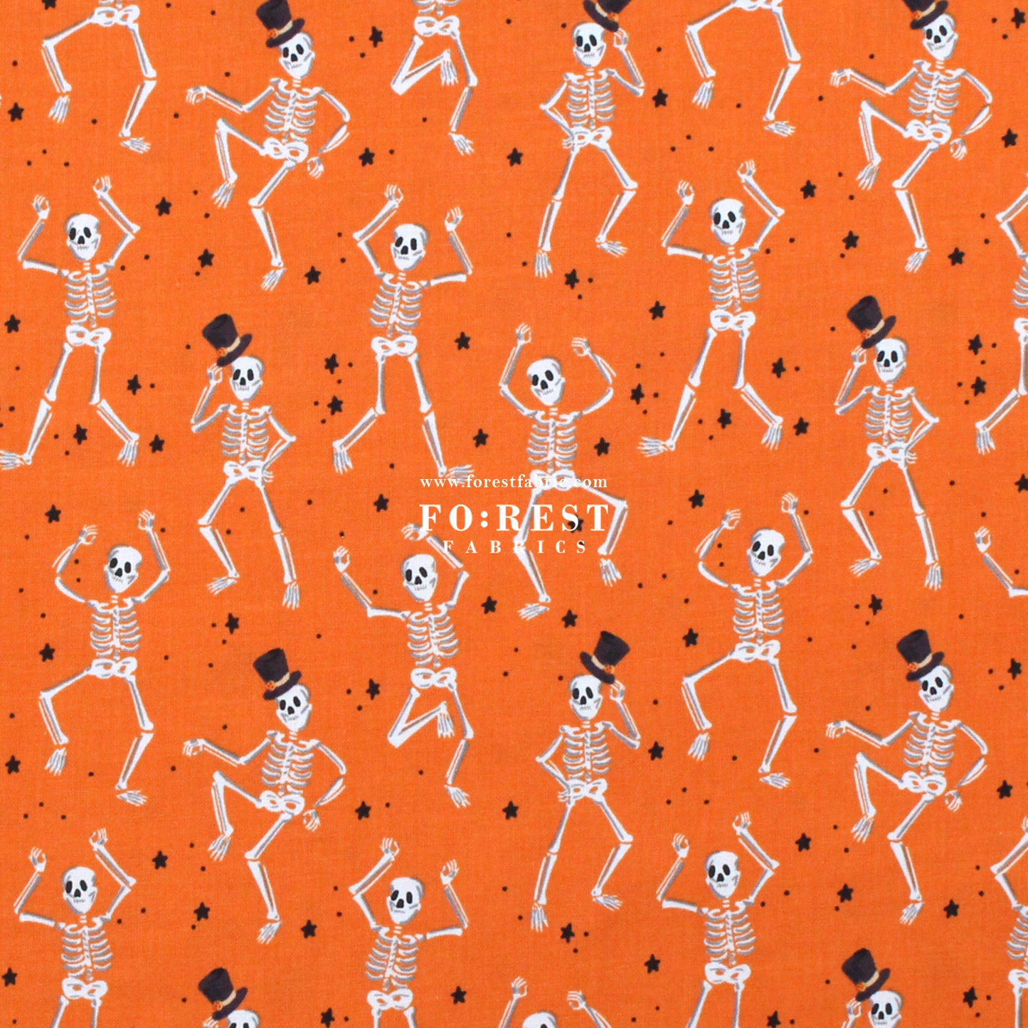 cotton - Skeletons Orange fabric