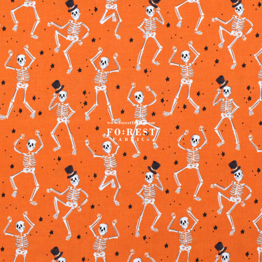 cotton - Skeletons Orange fabric