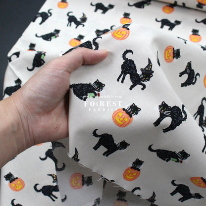 cotton - Black Cat Gray Metallic fabric