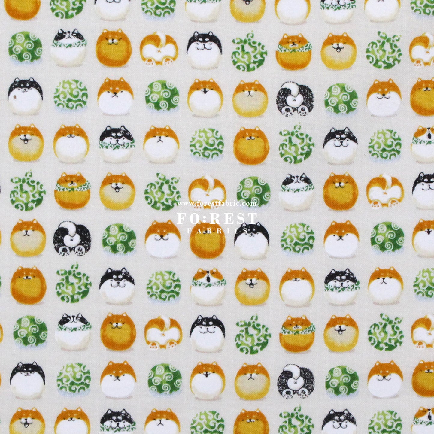 cotton - TravellingShiba Inu fabric Natural