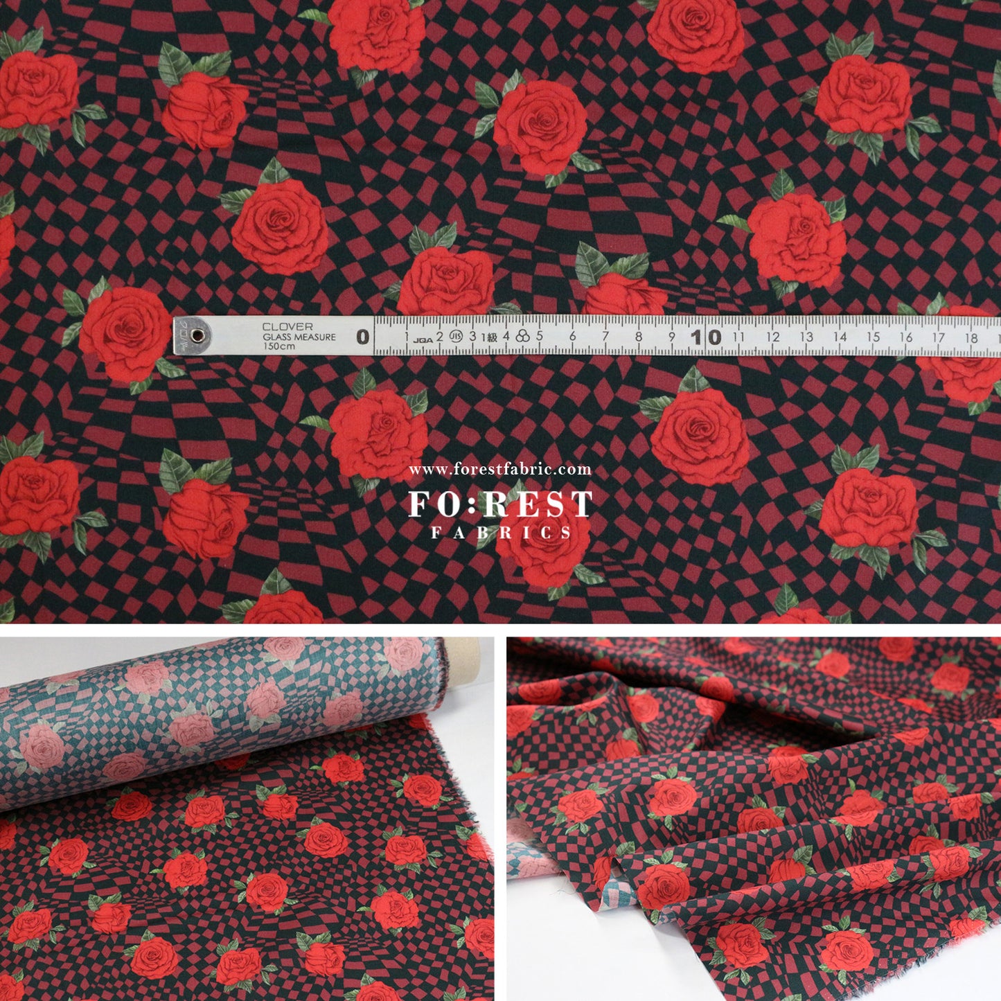 Liberty of London (Cotton Tana Lawn Fabric) - Chequered Rose