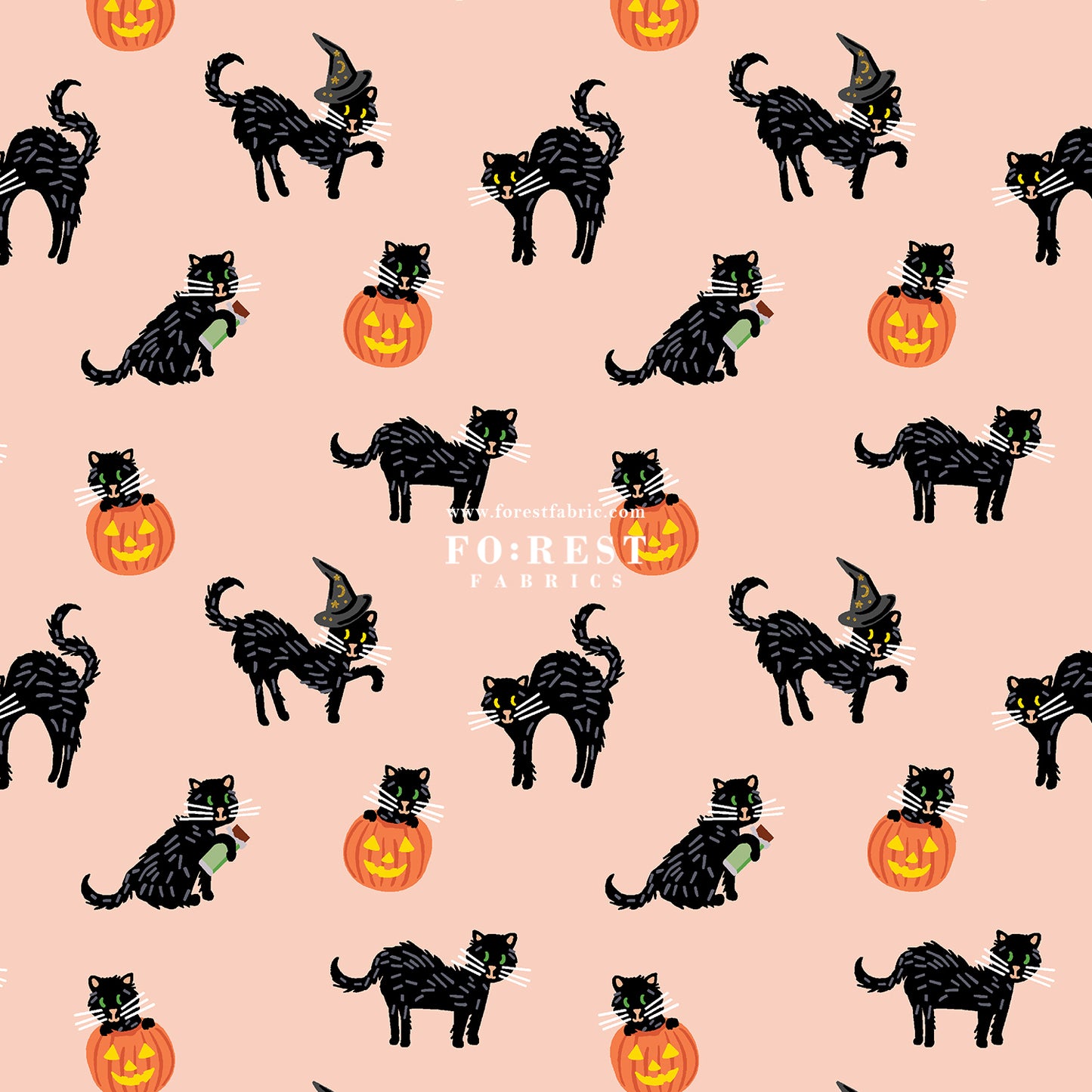 cotton - Black Cat Blush Metallic fabric