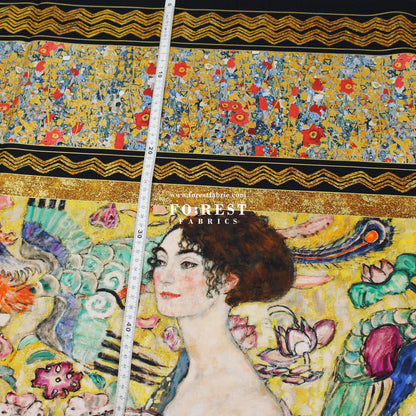 cotton - Gustav Klimt Lady with a fan Panel fabric