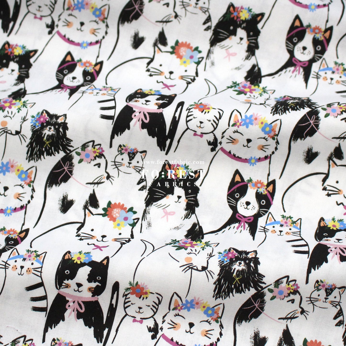 cotton - Florals Cats fabric