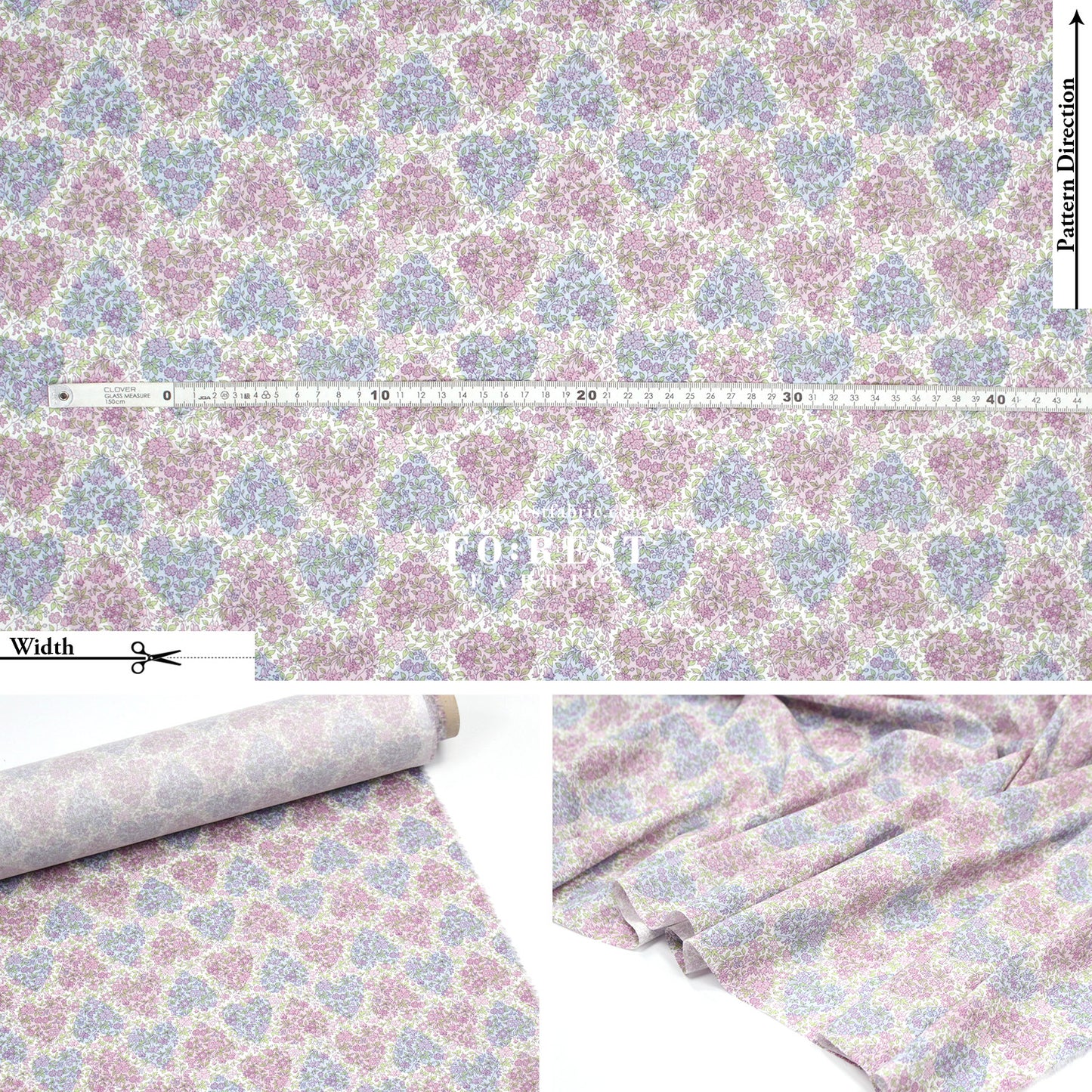 Liberty of London (Cotton Tana Lawn Fabric) - Chanomile Hearts