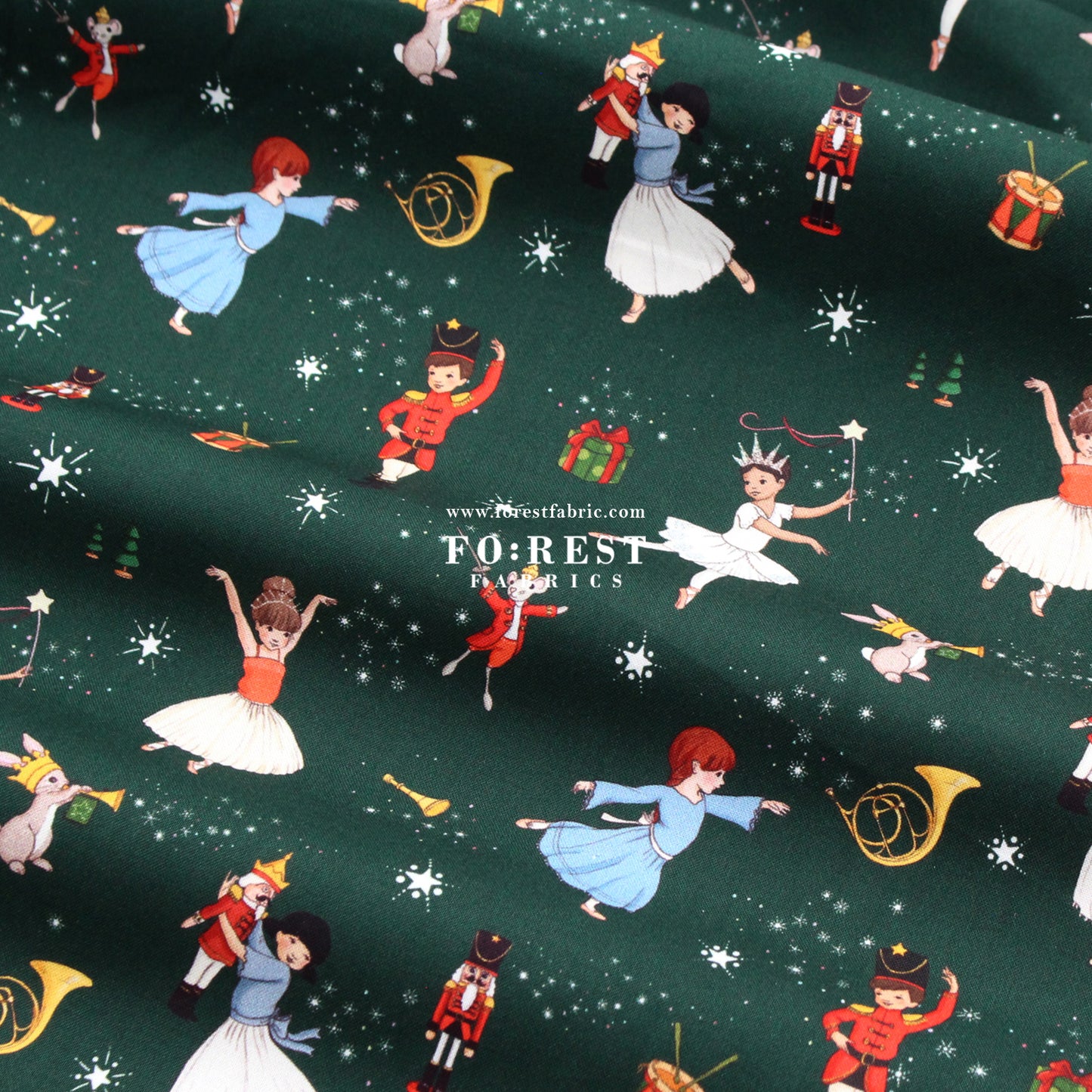 cotton - Christmas Ballerinas fabric Green