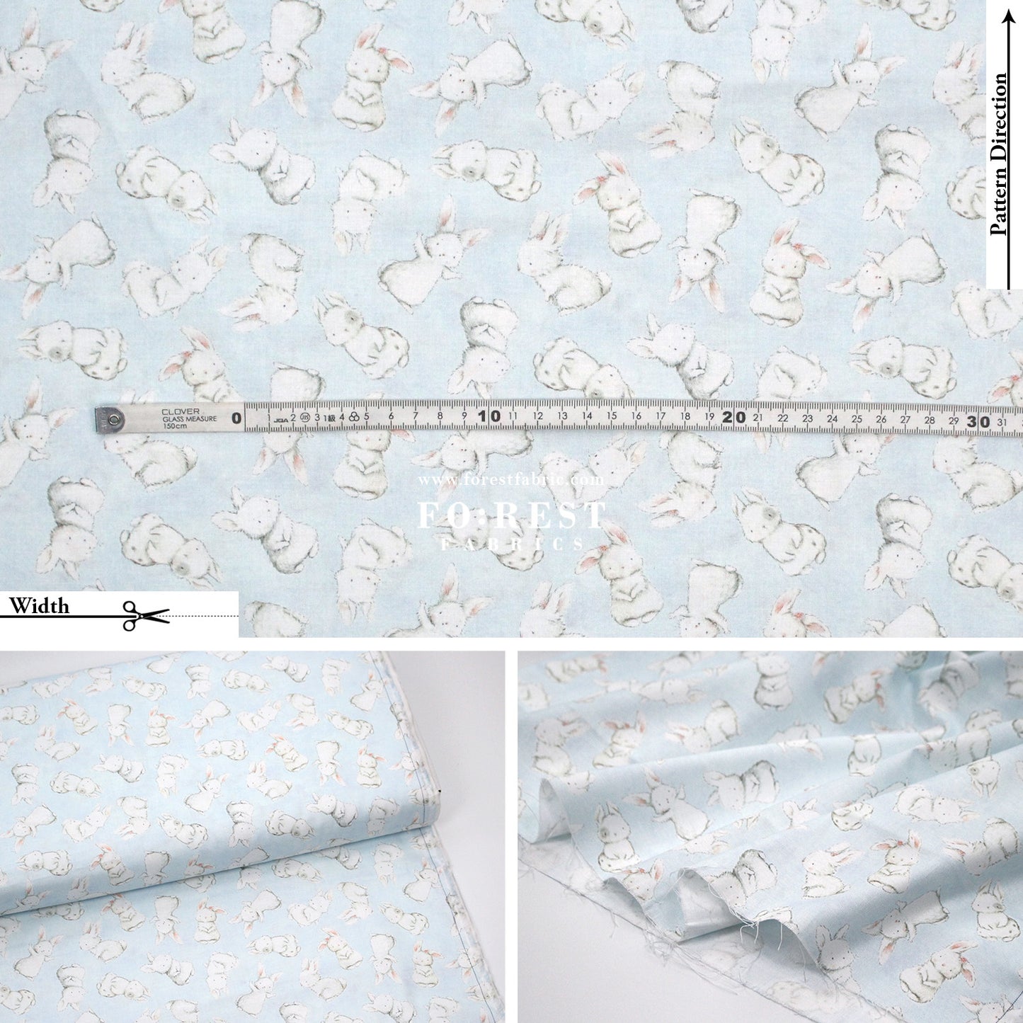 cotton - Rabbit fabric Light Blue