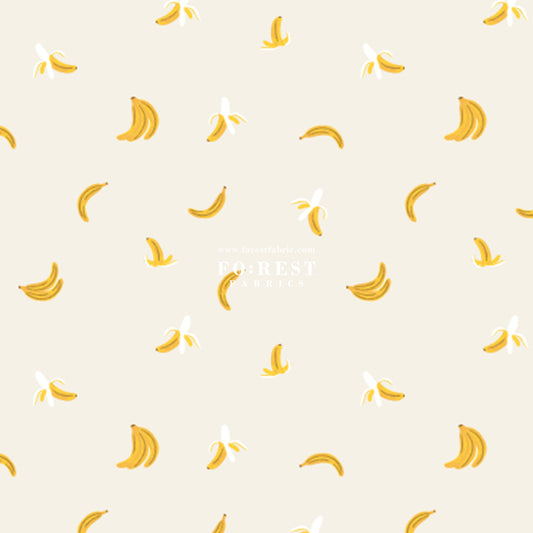 cotton - orchard Bananas - Ligh Gray Metallic fabric