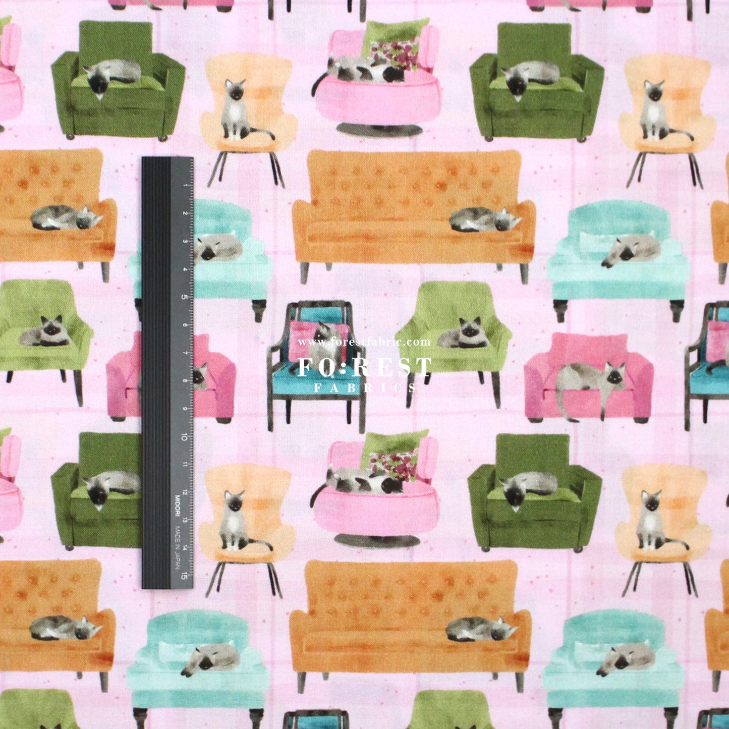 cotton - Lounge Cats fabric