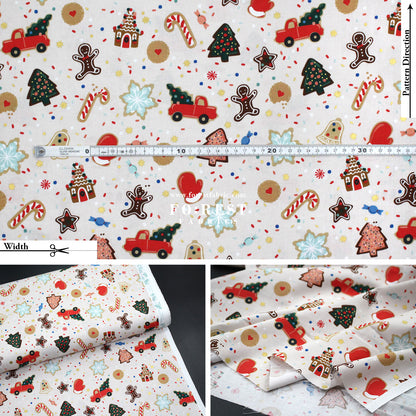 cotton - Christmas Cookies Cream Metallic Fabric