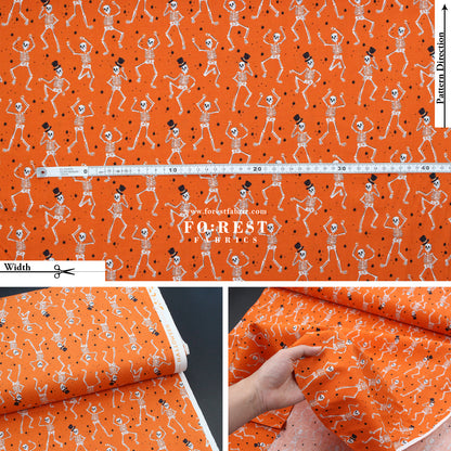 cotton - Skeletons Orange fabric