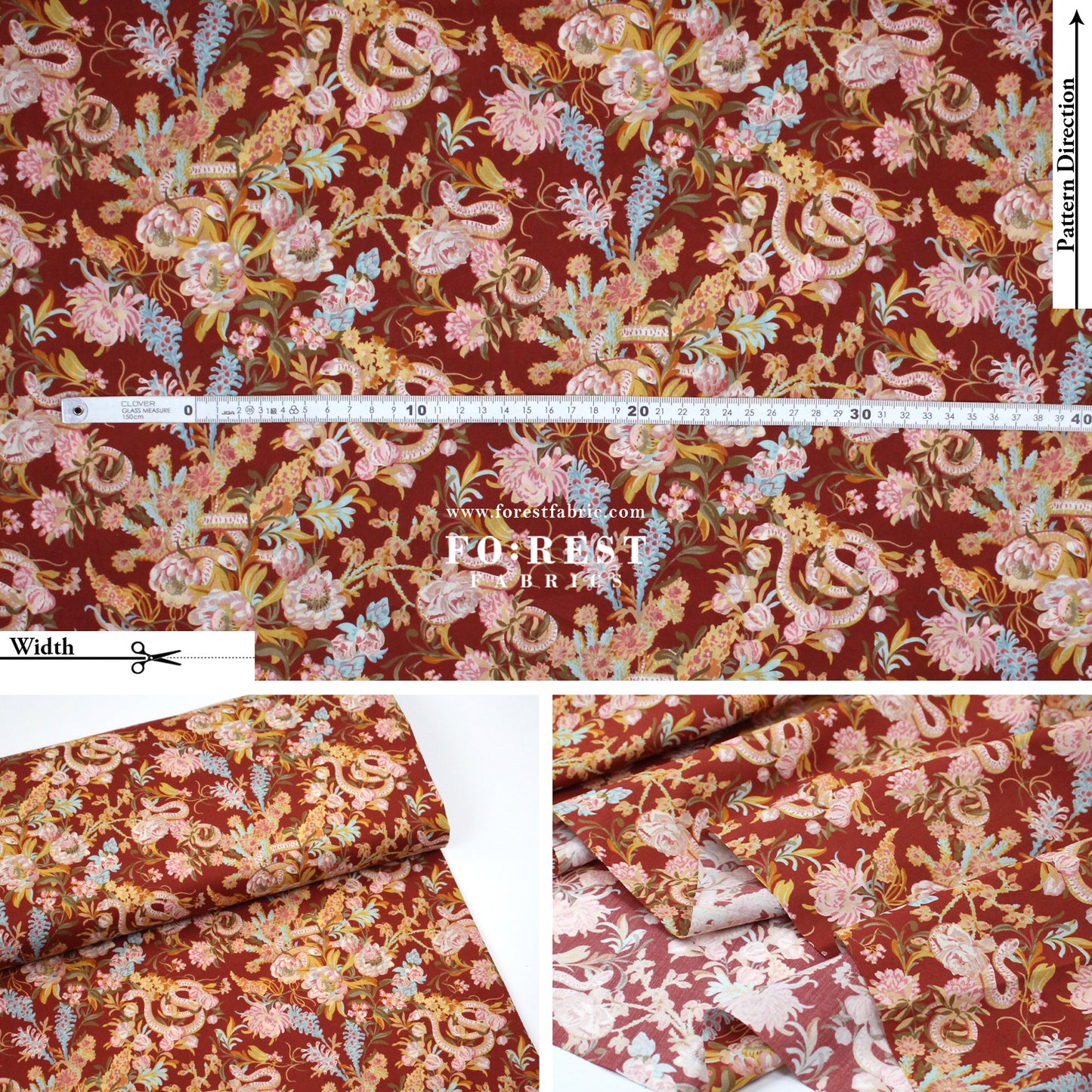 Liberty of London (Cotton Tana Lawn Fabric) - Serpent Bouquet C