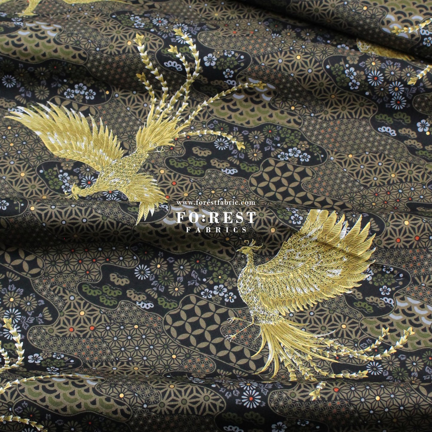 cotton - Phoenix with metallic fabric Black