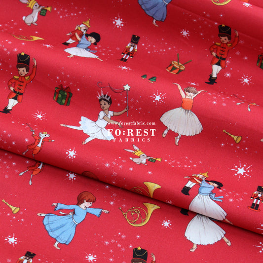 cotton - Christmas Ballerinas fabric Red