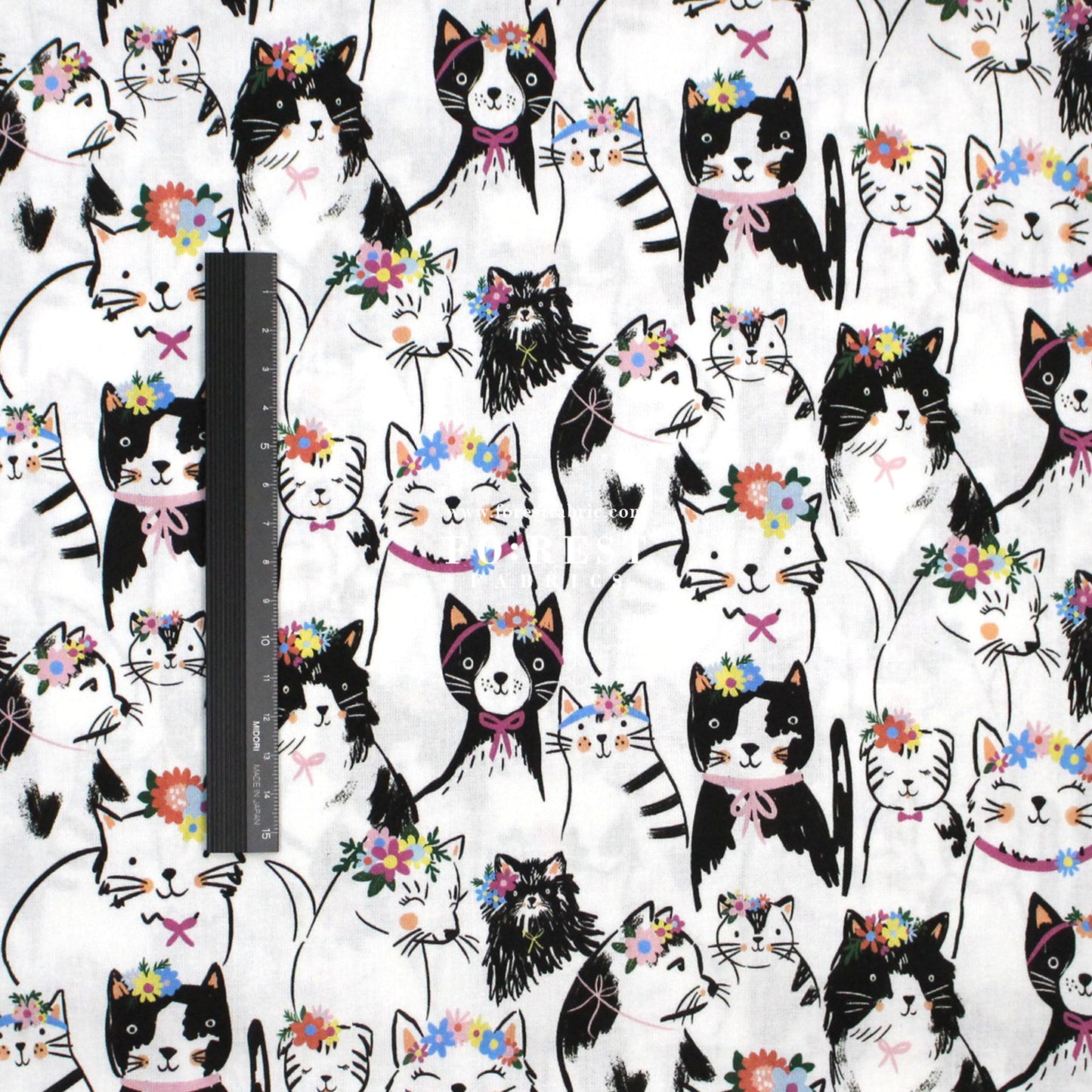 cotton - Florals Cats fabric