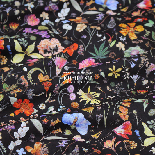 Liberty of London (Cotton Tana Lawn Fabric) - Floral eve Black