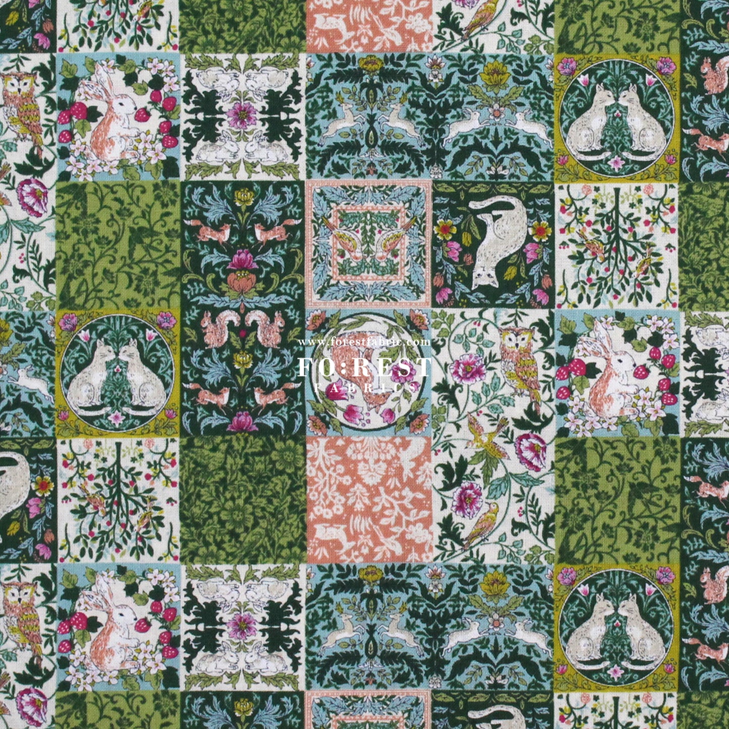 cotton - Art Nouveau Forest fabric Green