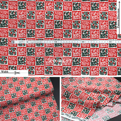 cotton - Yuletide Floral Red Fabric