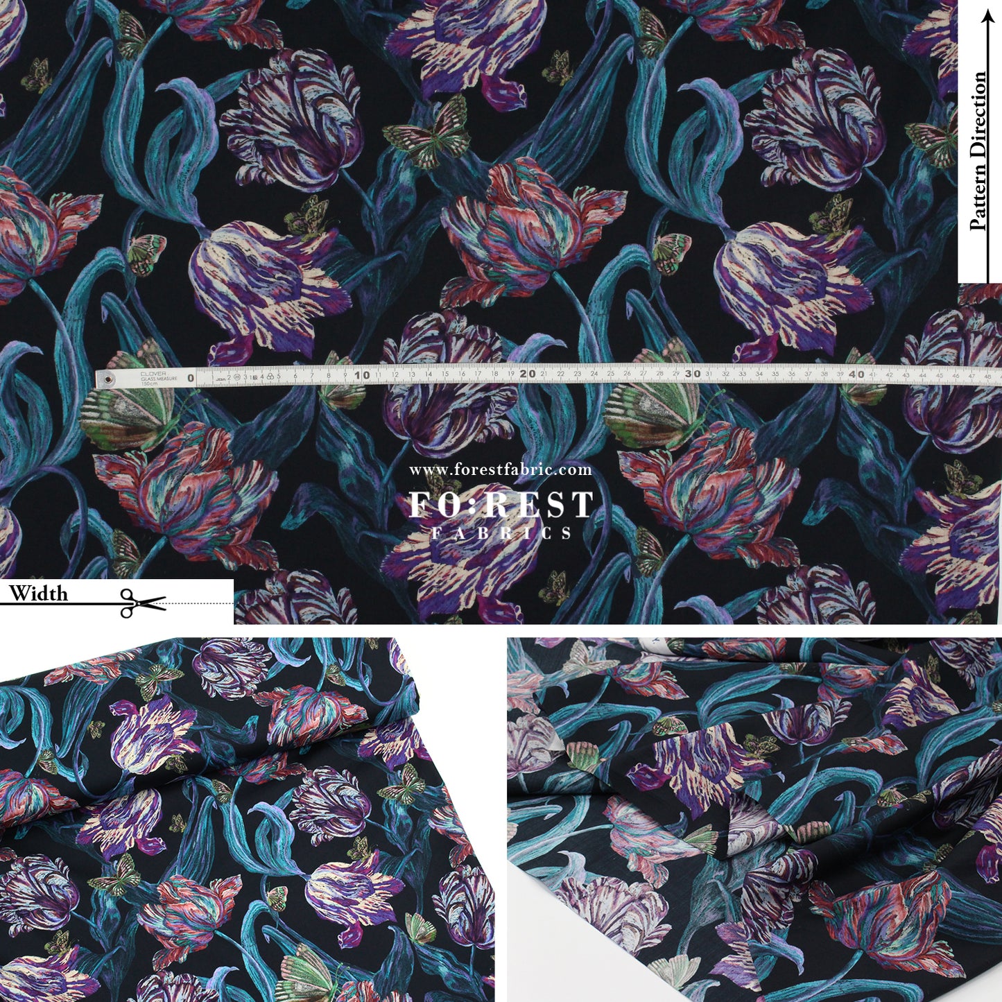 Liberty of London (Cotton Tana Lawn Fabric) - Midnight Sketch C