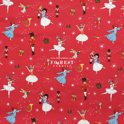 cotton - Christmas Ballerinas fabric Red