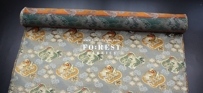 Gold Brocade - Dragon 六甲龍 fabric Gray